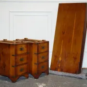Vintage Military Campaign Twin Desk in Yew Wood