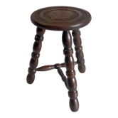 Tripod stool in turned solid wood – 80s/90s