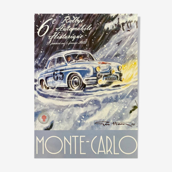 Affiche originale 6e Rallye Historique Monte Carlo 2003  par Geo Ham - Petit Format - On linen