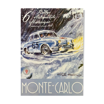 Original poster 6th Monte Carlo Historic Rally 2003 by Geo Ham - Small Format - On linen