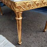 Coffee table gilded wood old marble top side table