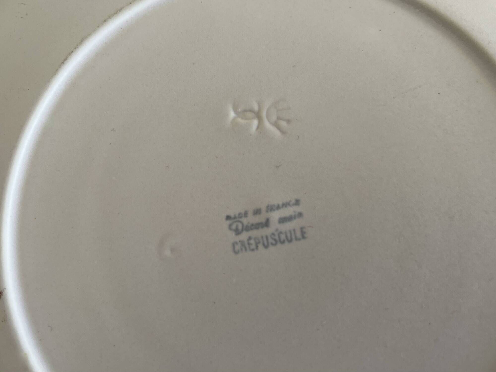 Set of 8 brutalist plates 1970 grey Niederviller Twilight