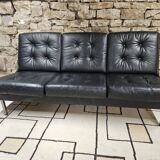 Vintage leather bench sofa 1970"