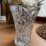Vase en verre ciselé vintage verre transparent