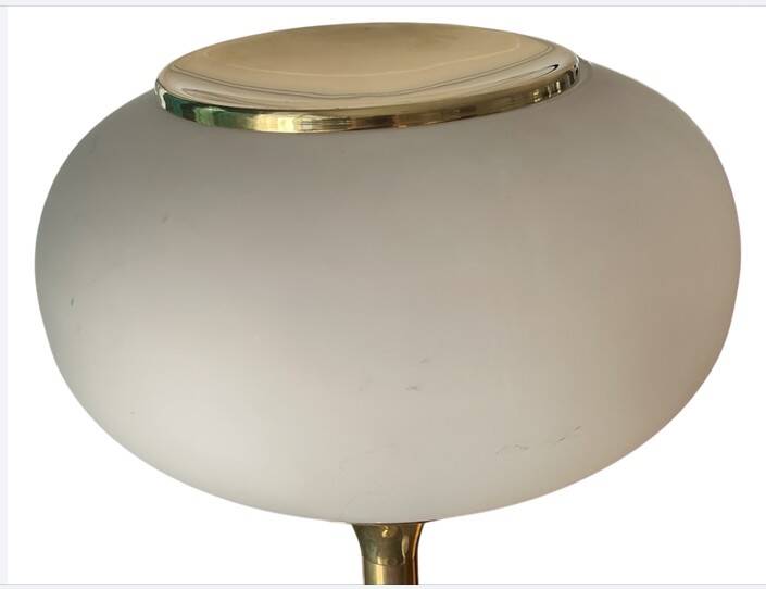 Art Deco floor lamp in brass and opaline glass - 130 cm