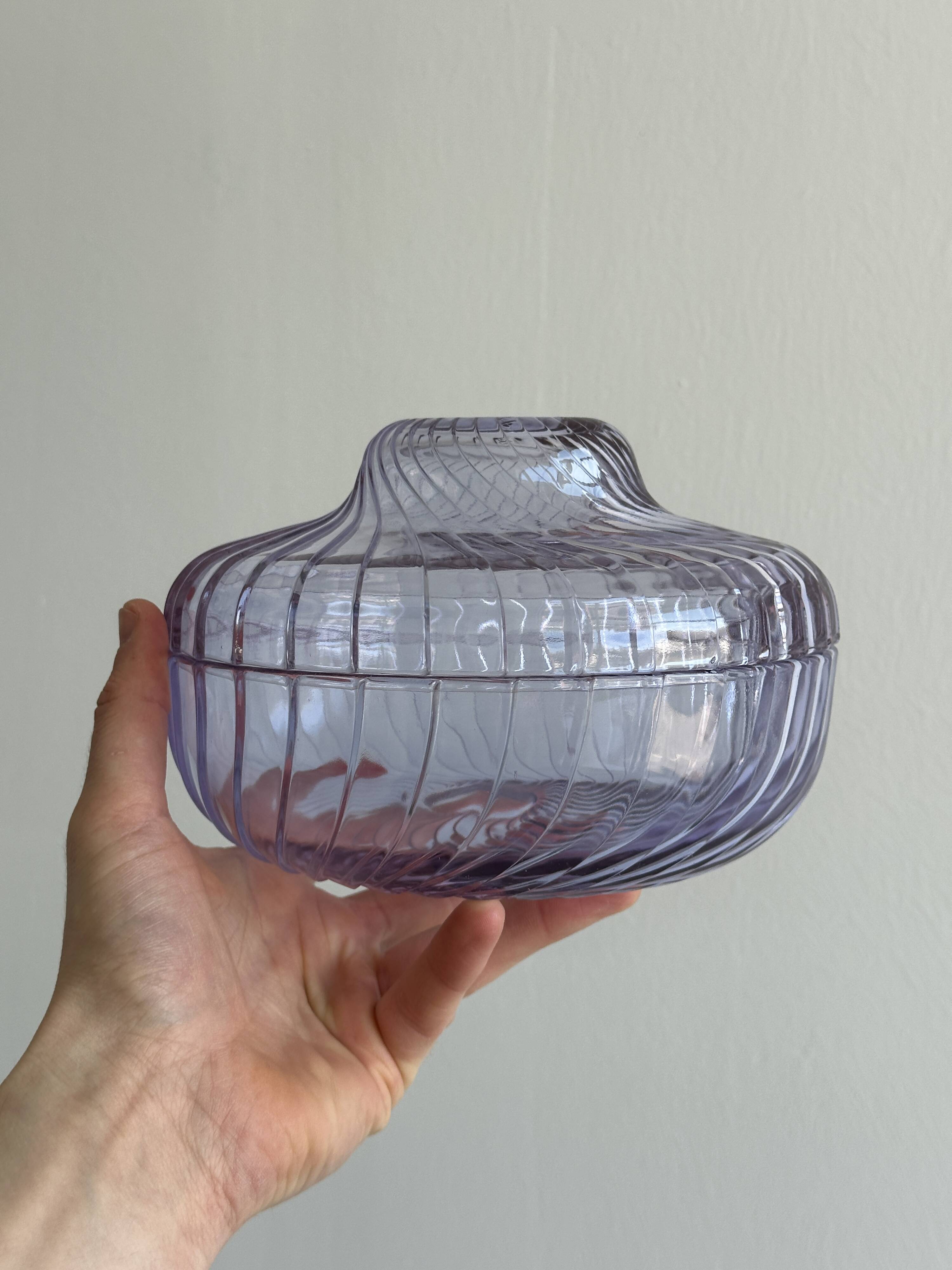 purple crystal glass salad bowl