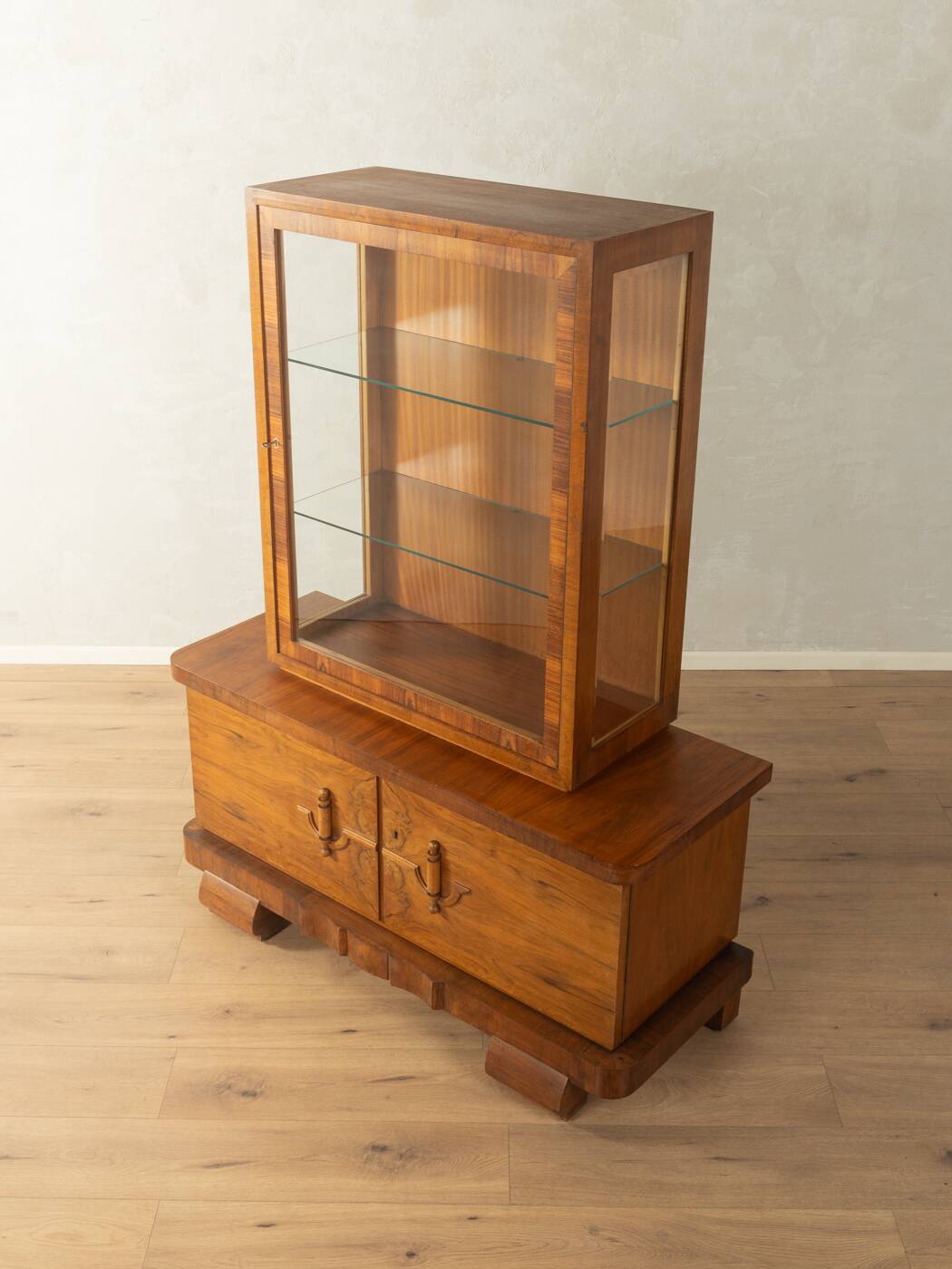 Wonderful two-piece Art Deco display cabinet from the 1920s