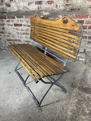 Foldable garden bench in wood and iron 1980
