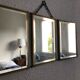 Vintage brass bevelled triptych mirror 1900 - 21 x 49 cm