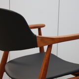 Vintage armchair in teak and black leather model Casina 60s