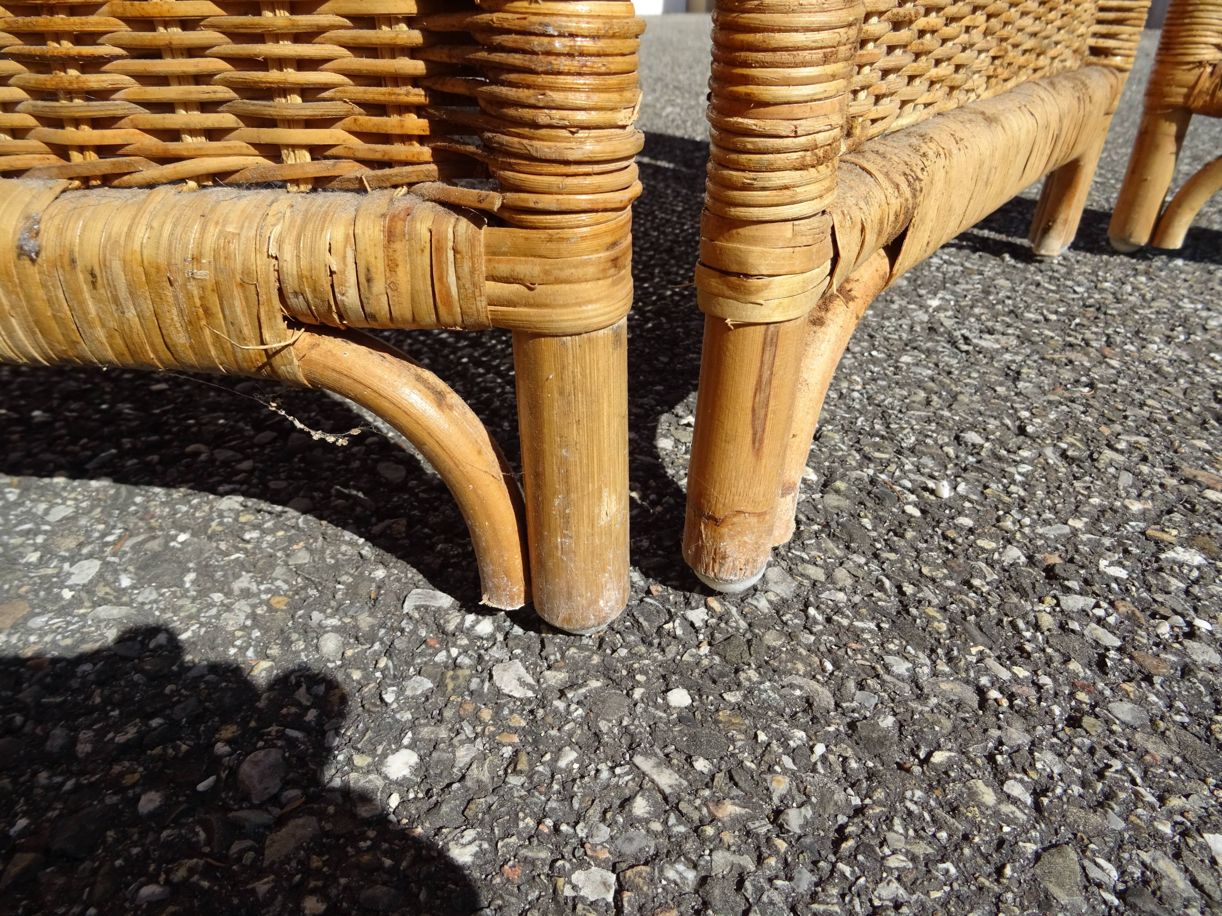 Vintage rattan and bamboo basketry screen
