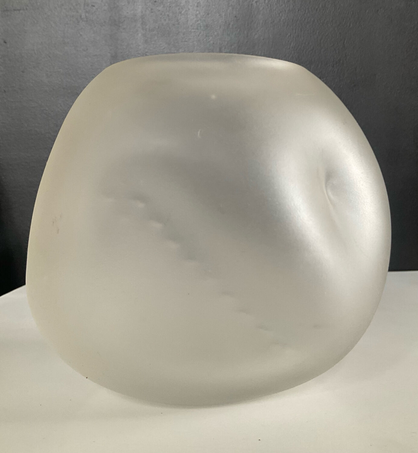 Vintage round irregular frosted glass vase