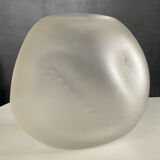 Vintage round irregular frosted glass vase