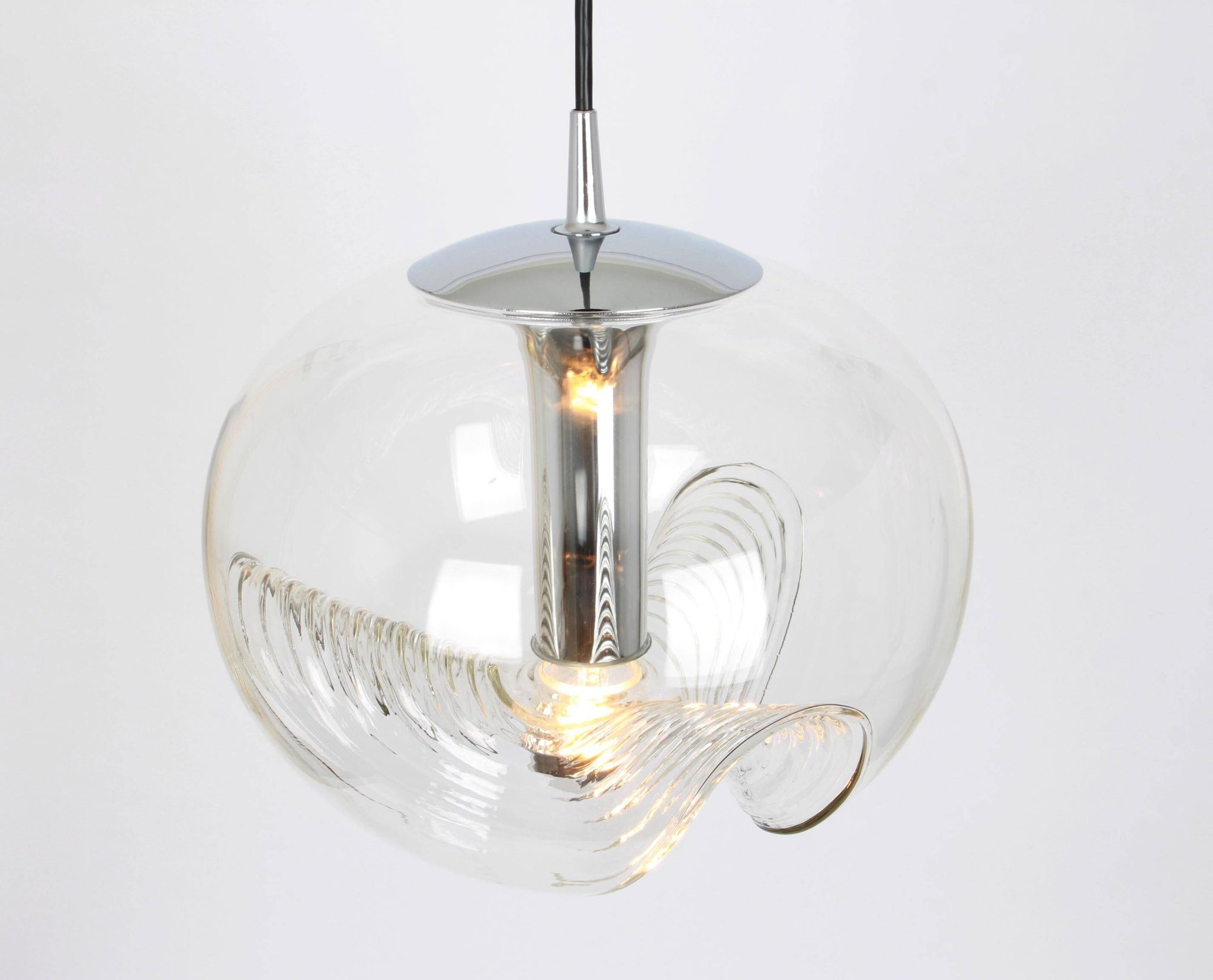 Clear Glass Pendants designed by Koch & Lowy, Germany, 1970s