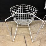 8 Vintage Harry Bertoia Wire Mesh Chairs White Lacquered Knoll