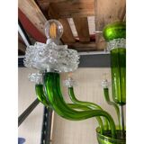 Lustre contemporain en verre de Murano vert avec boubeches Trasparent Rostrato