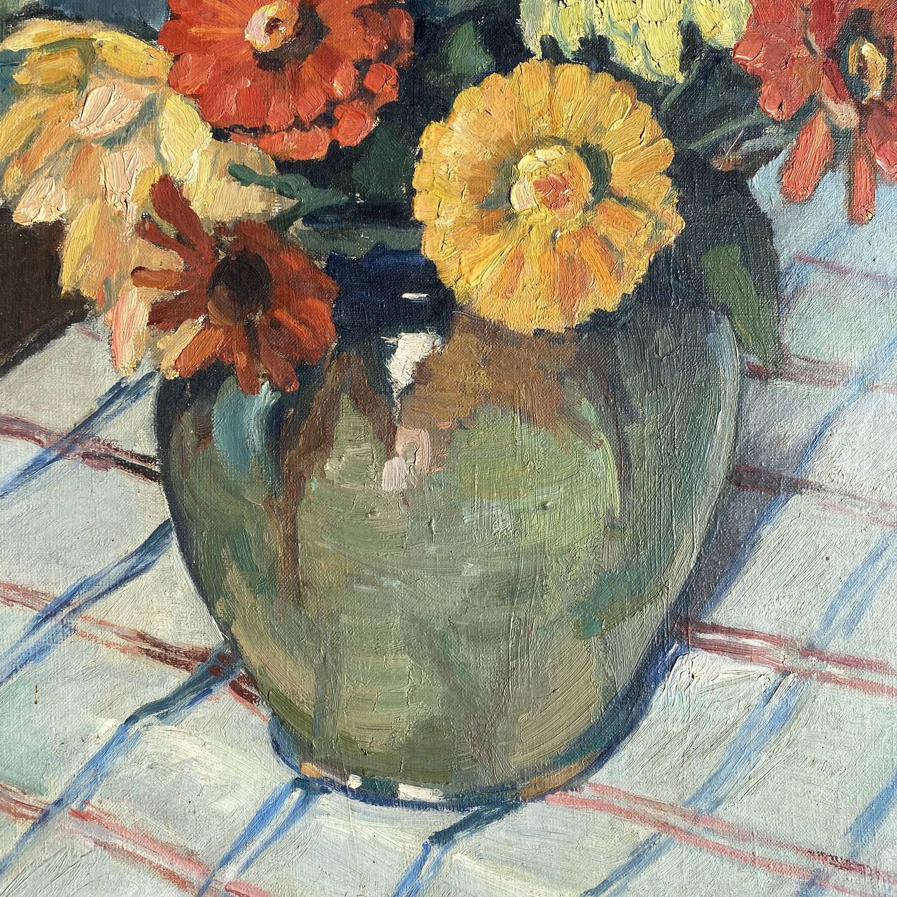 Still life bouquet A.L Murgier, old painting flowers