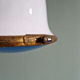 Suspension Bauhaus en opaline blanche et verre satiné bleu, années 1920