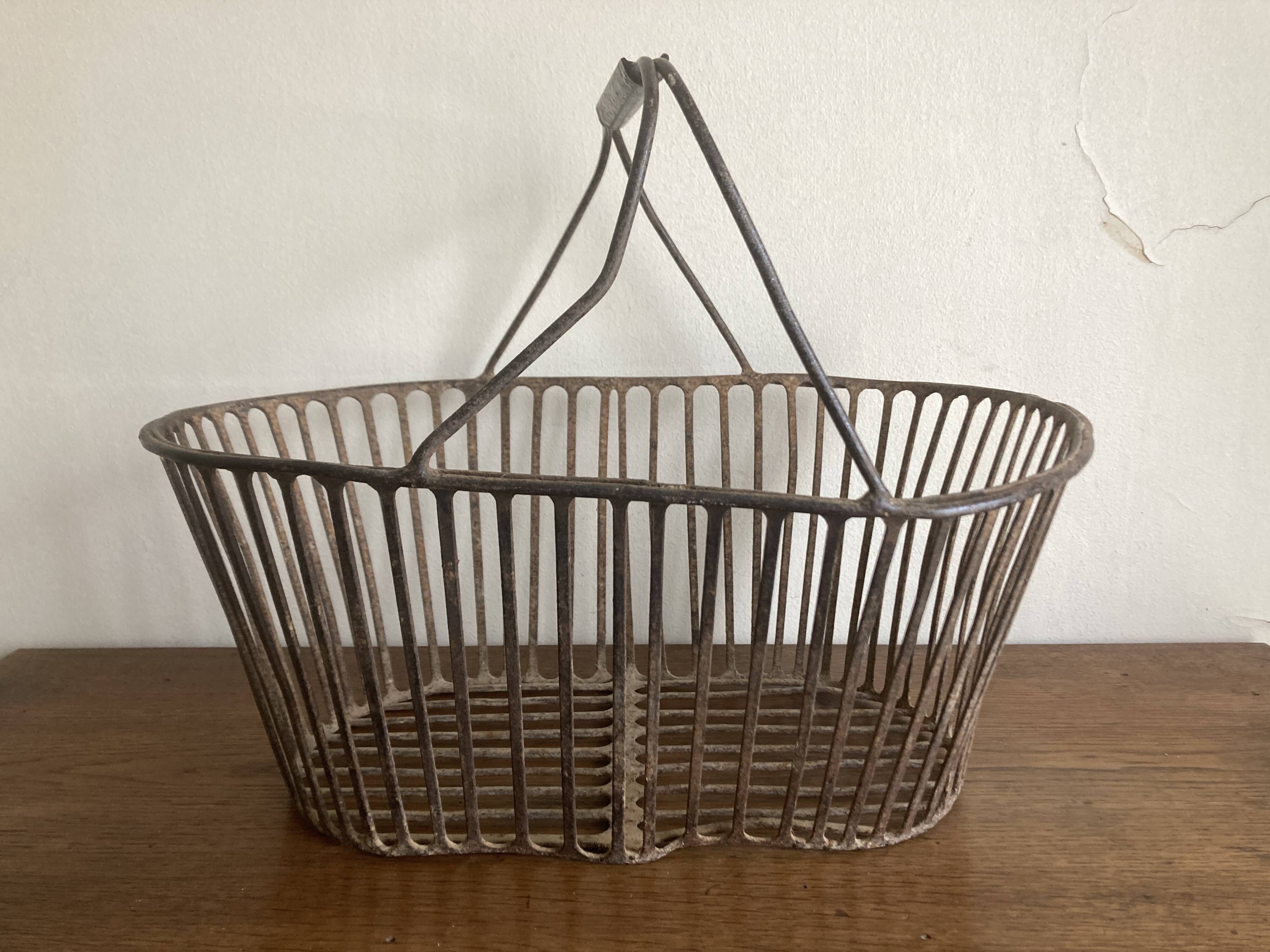 Country wrought iron harvest basket 1930