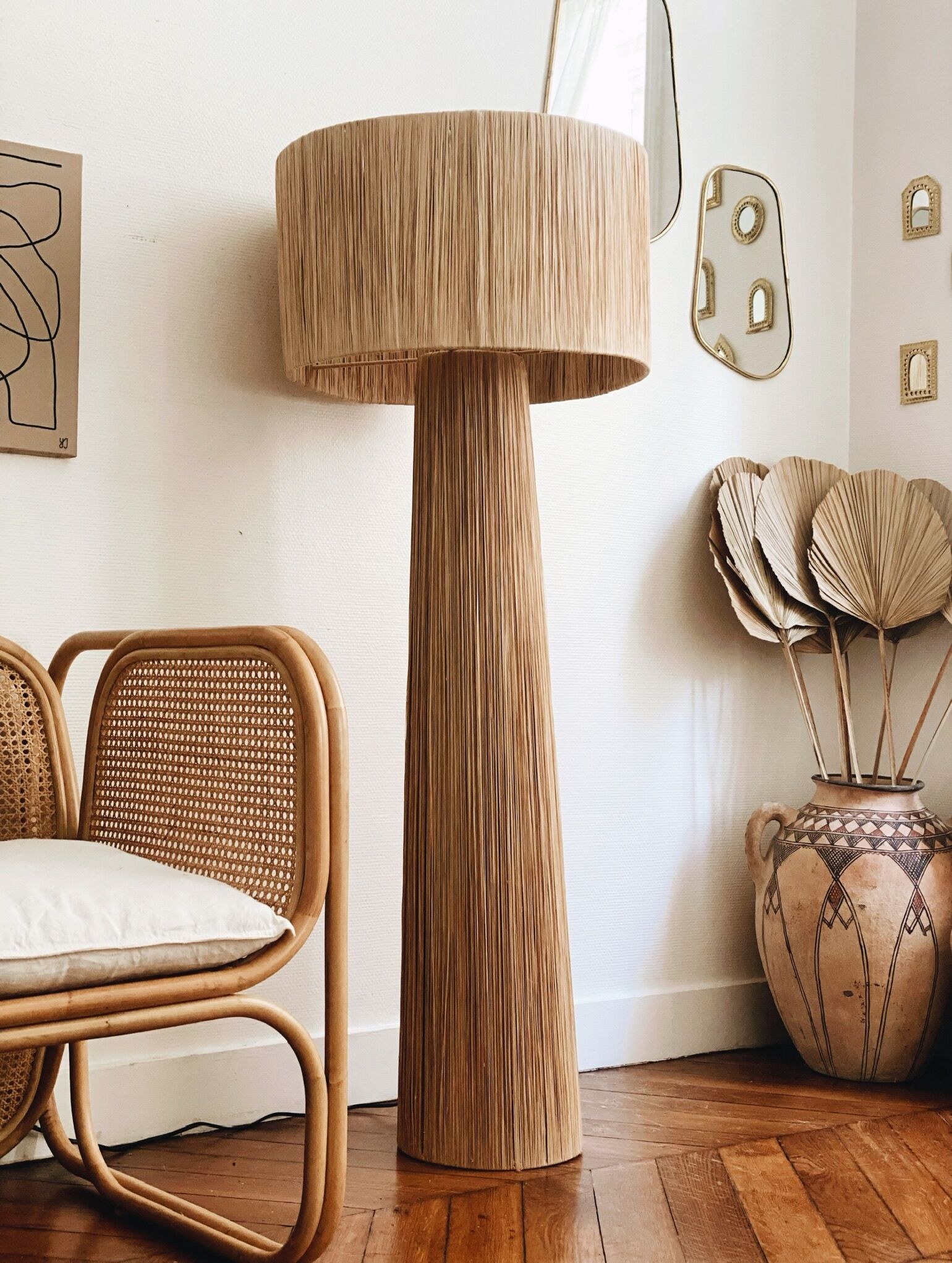 Minimalist bahia floor lamp raffia