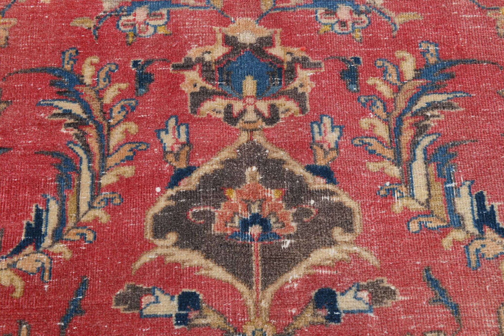 Tapis Persan Vintage Laine Noué Main, Rouge, Motifs Floraux, 291x384Cm