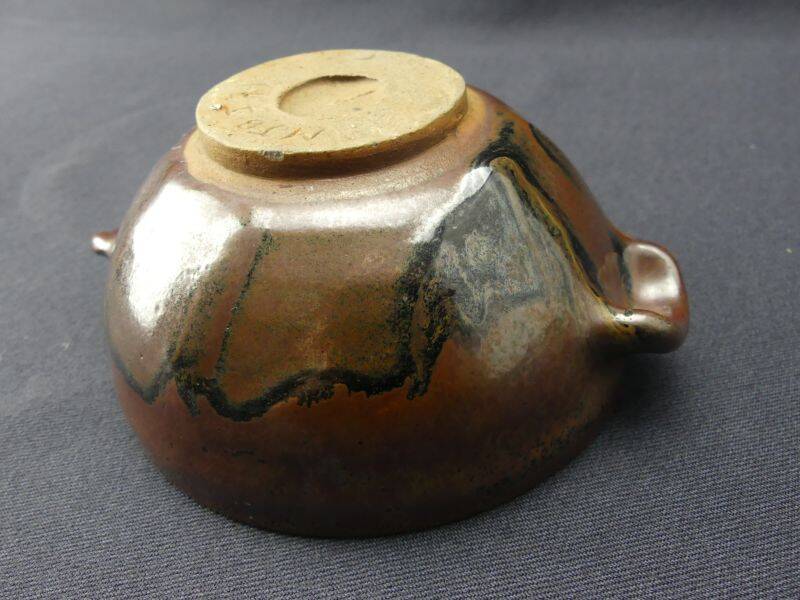 Pair of vintage glazed stoneware bowls signed MJB