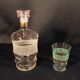 Carafe and glass in granite glass and gold edging