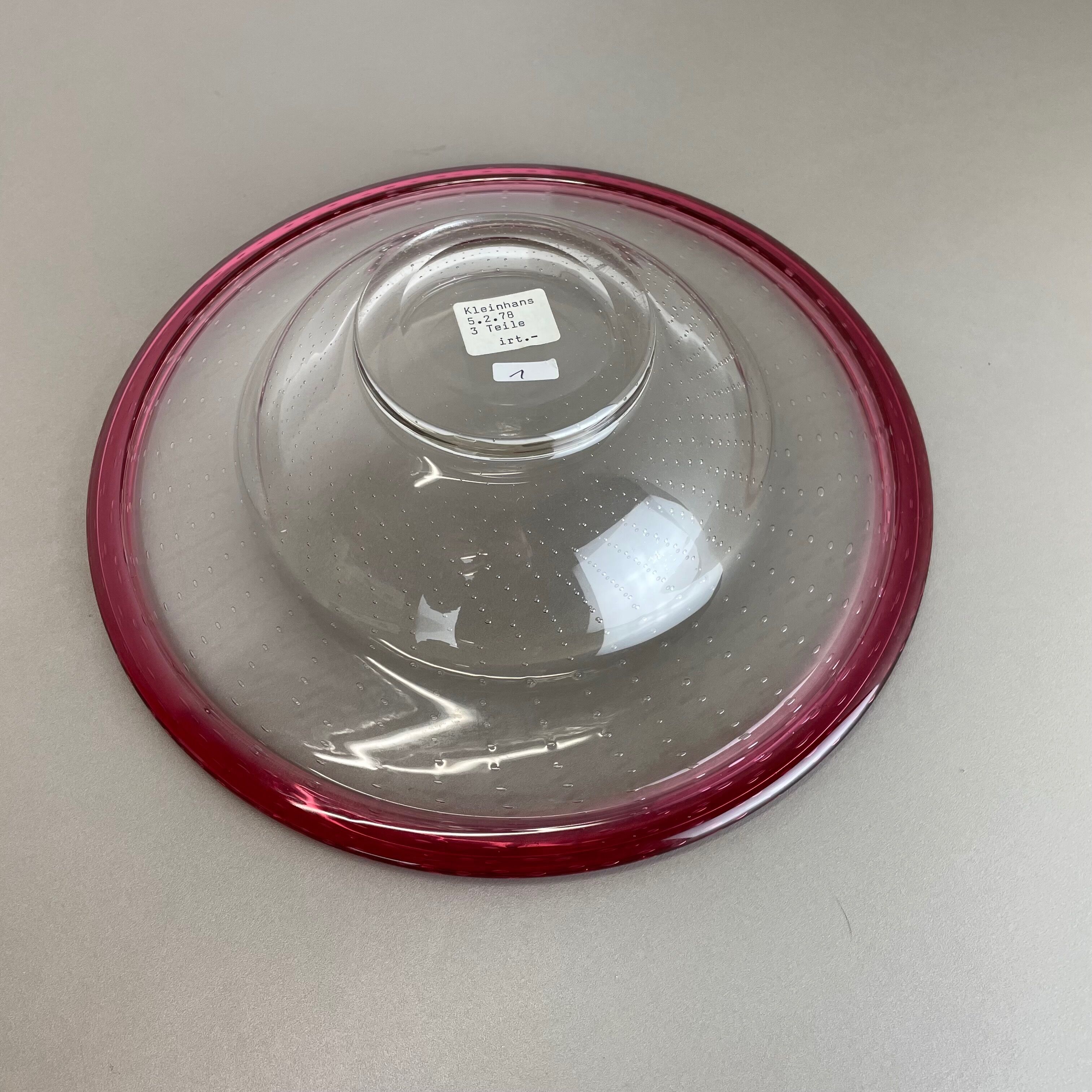 German 2,2kg Glass Bowl by Karl Wiedmann for WMF, 1960s Baushaus Art Deco