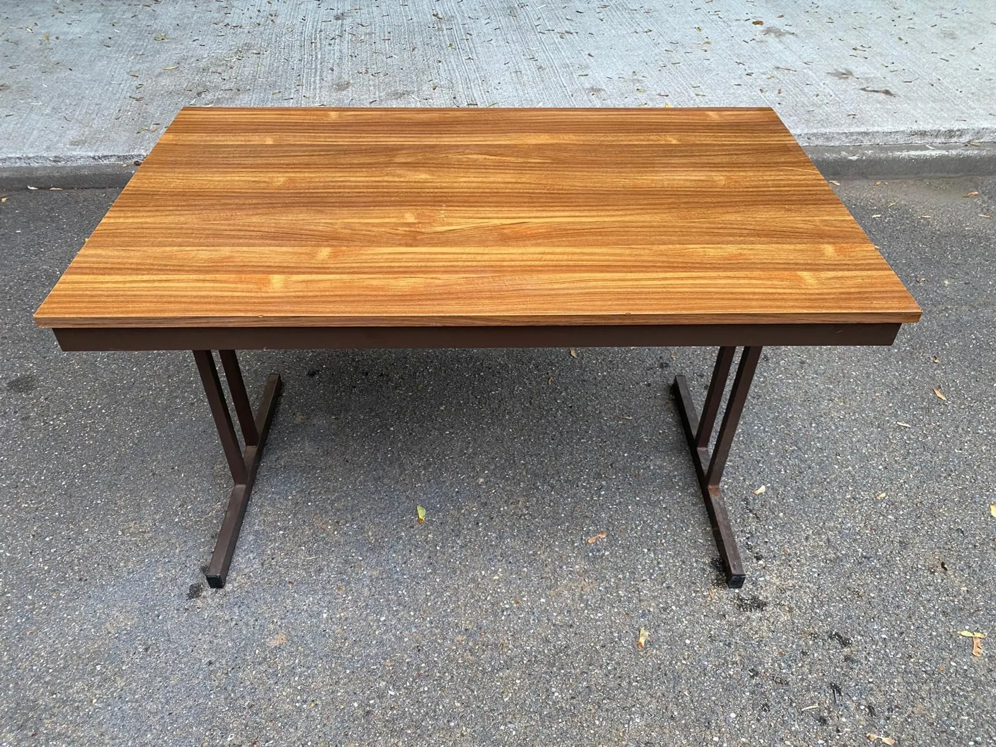 Mid-Century wooden and steel folding table brown 1970 120x70cm