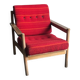 Set of mid-century red upholstered armchairs, 1960s Danish style.