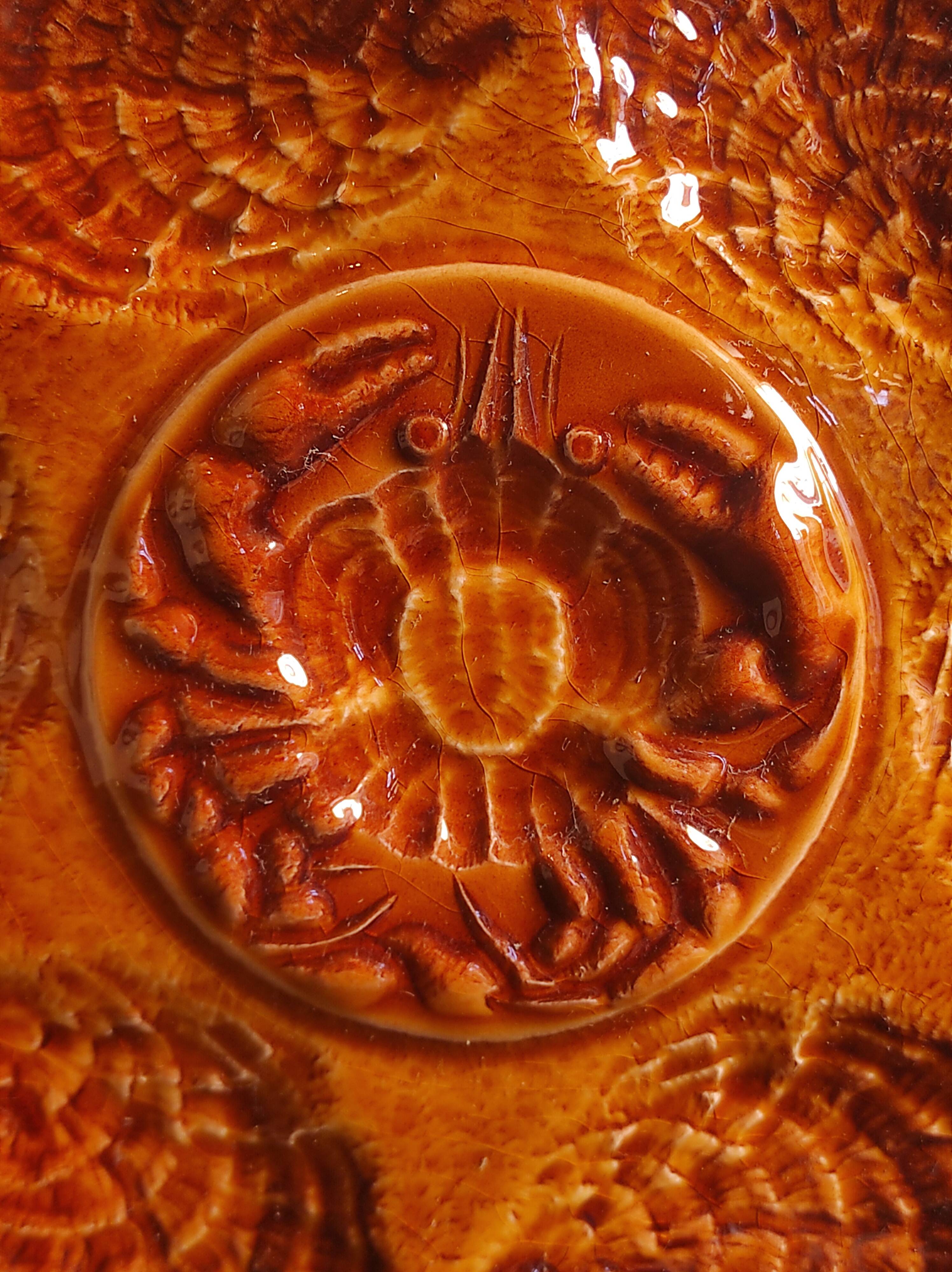 Vintage French oyster plate in Majolica from Sarreguemines