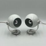 Ensemble de lampes eyeball en métal et plexiglas space age années 70