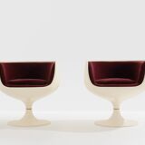 Eero Aarnio pair of Cognac alpaca velvet chairs 1967