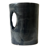 Vase design and sculptural in bluish black stoneware, Goron Vivien