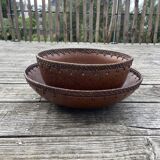 Set of 2 ceramic and wicker salad bowls