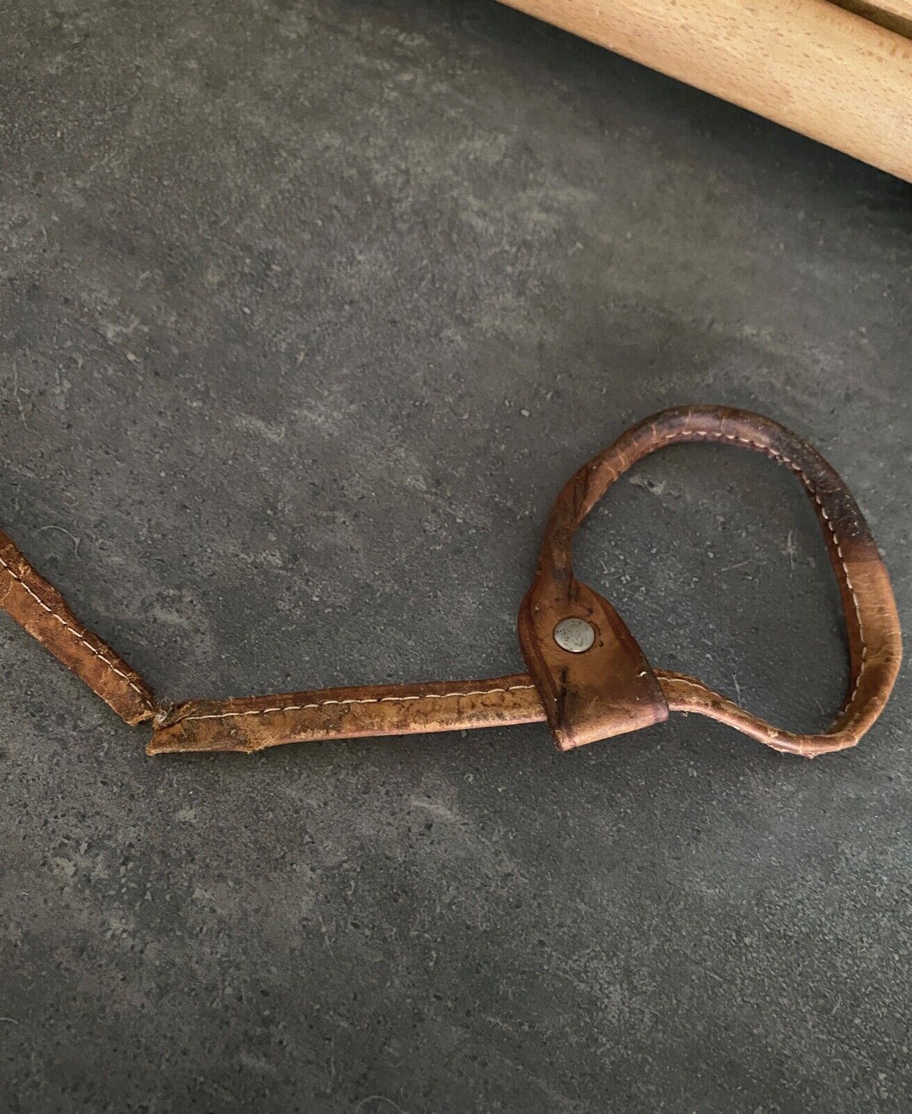 Folding stool leather and bamboo 1970
