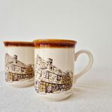 Set of 2 vintage mugs "Old English Cottage" - Staffordshire