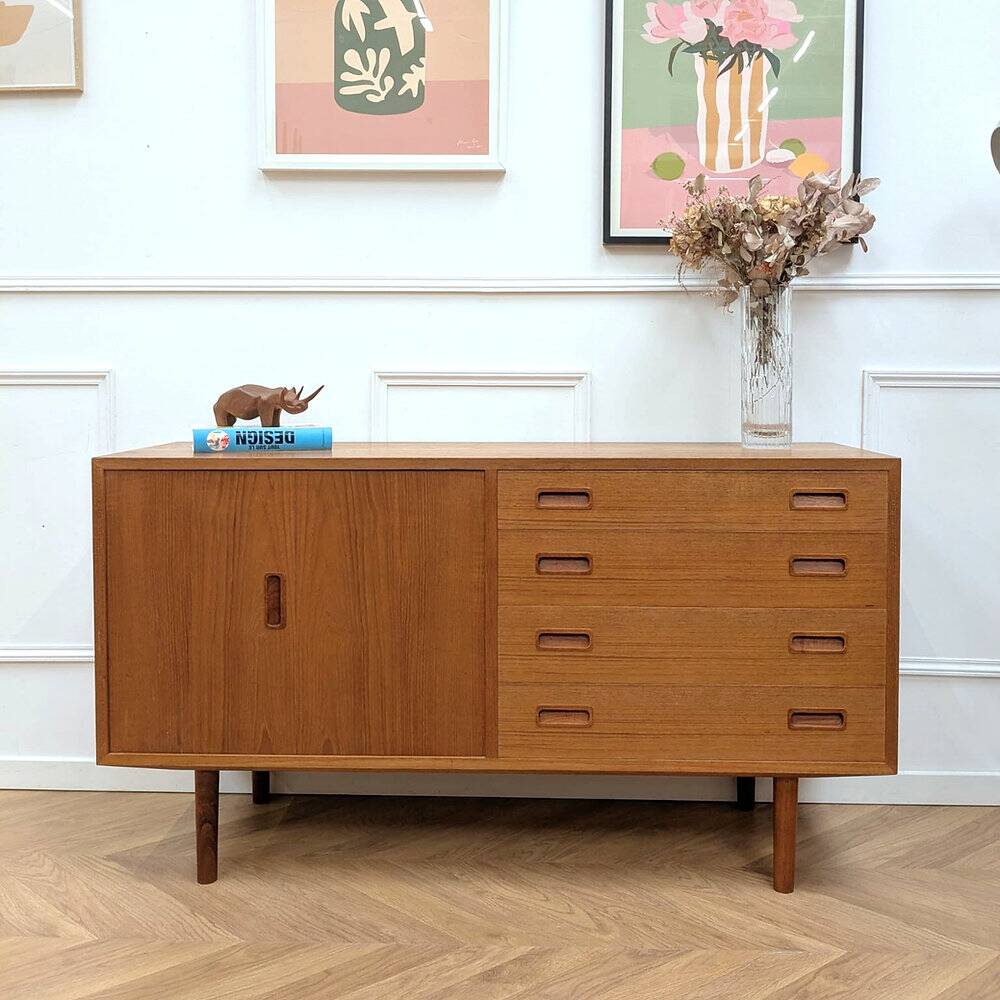 Small vintage Scandinavian teak sideboard.