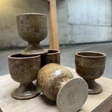 Suite of 5 brutalist vintage stoneware cups
