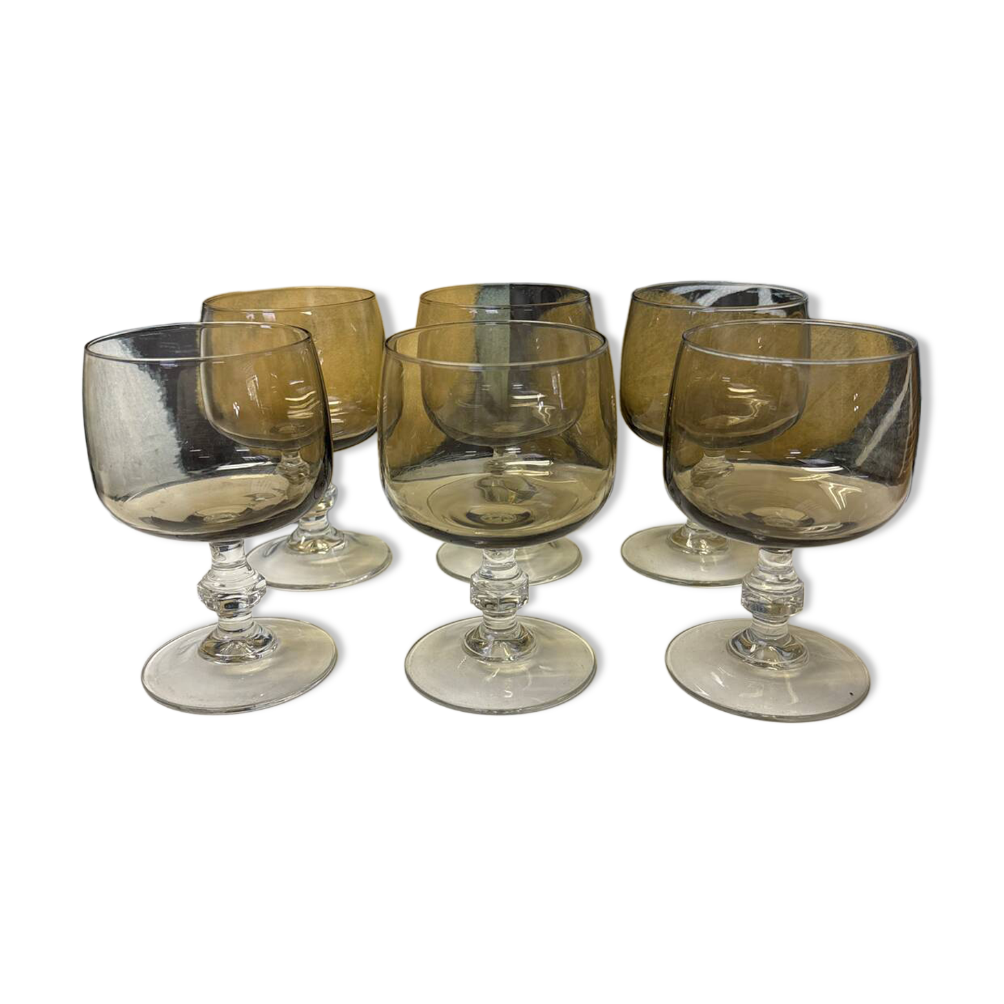 Set of 6 vintage smoked glass glasses