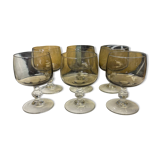 Set of 6 vintage smoked glass glasses