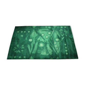 Abstract shades of green large rug "Bergalon" by Bergoss carpets, The Netherlands, 1970s.
