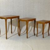 Set of 3 nesting tables circa 1970, oak
