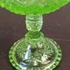 Footed glass compote in uraline, Victorian style – EAPG, early 20th century