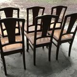 Suite of 6 chairs oak canage art nouveau