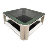 Vintage Italian space age design smoked glass coffee table 1970