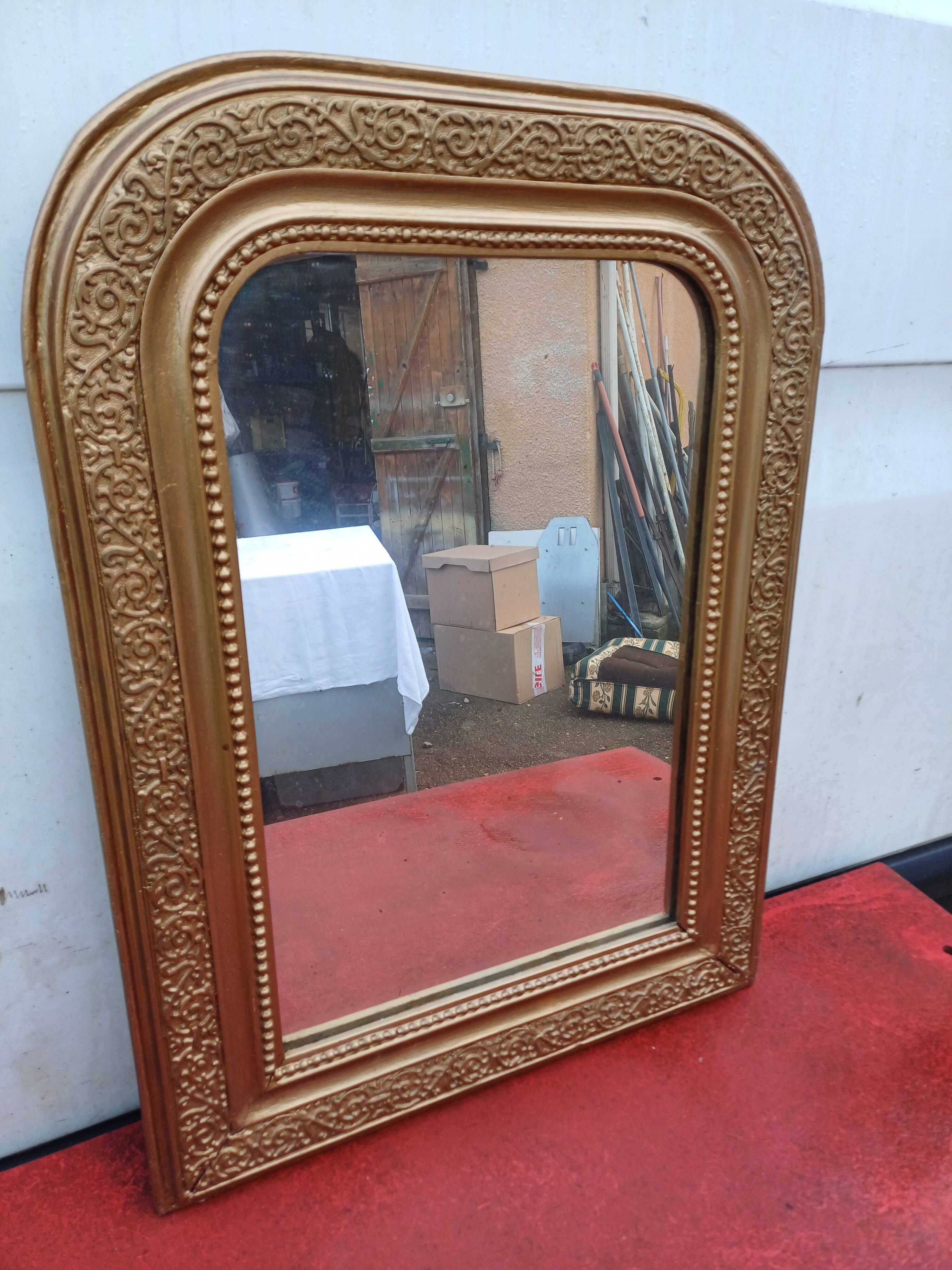 19th century wood and gilded stucco mirror