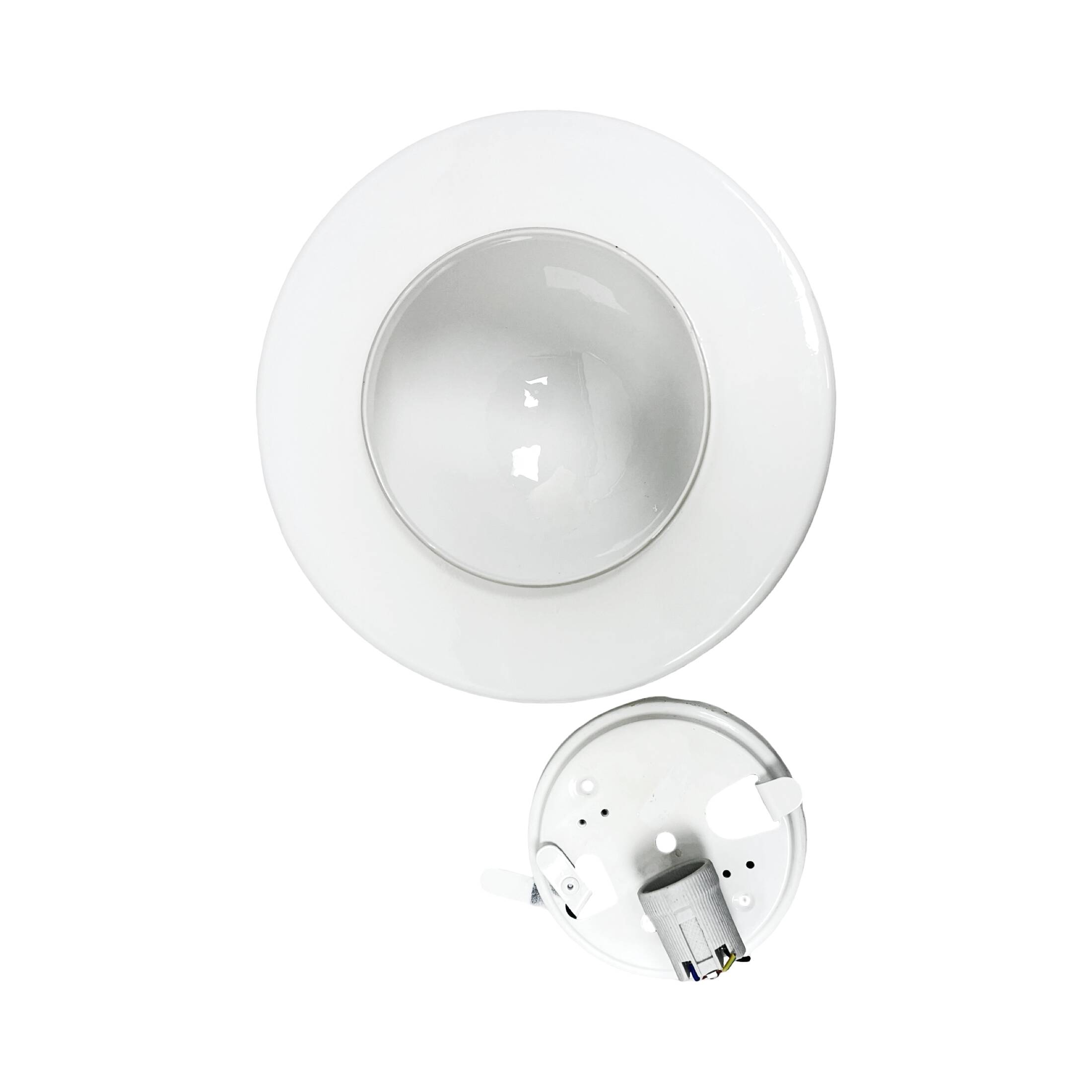 Vintage Polish glass flush-mount ceiling light (Penko Pieńsk, 1970s, PRL