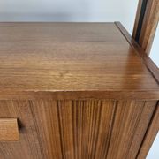 1960s teak floor/sky bookcase with shelves and compartment
