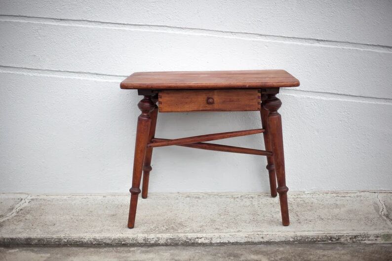 Wooden coffee table with drawer Thonet, side table bedside table, vintage end table.